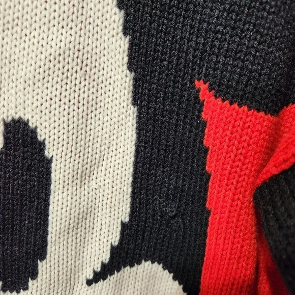 Mickey & Co. Vintage Mickey Mouse Graphic Red Black White Knit Sweater - Picture 2 of 3